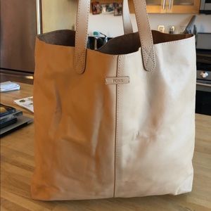 TOMS Tan Leather Vachetta Cosmopolitan Tote Bag